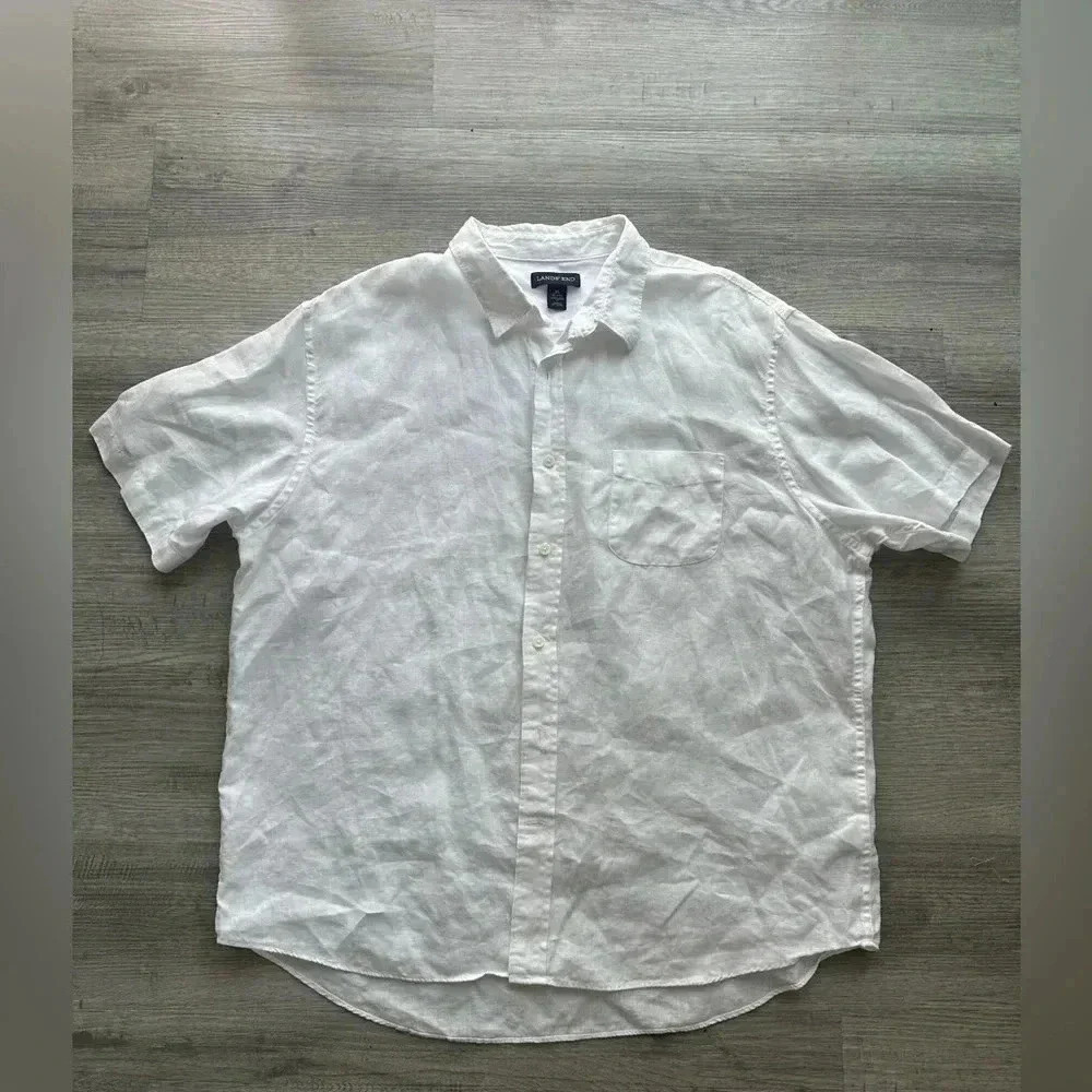 Lands End button down linen shirt Sz XL beach 🏝️ 🏖️